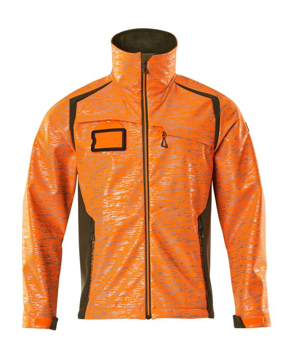 Soft Shell Jacke ACCELERATE SAFE hi-vis orange/moosgrün