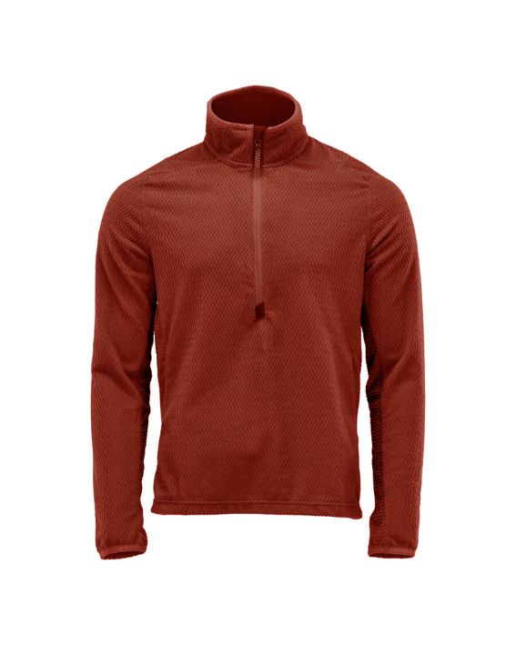 Microfleece Pullover mit kurzem Reißverschluss CUSTOMIZED Herbstrot