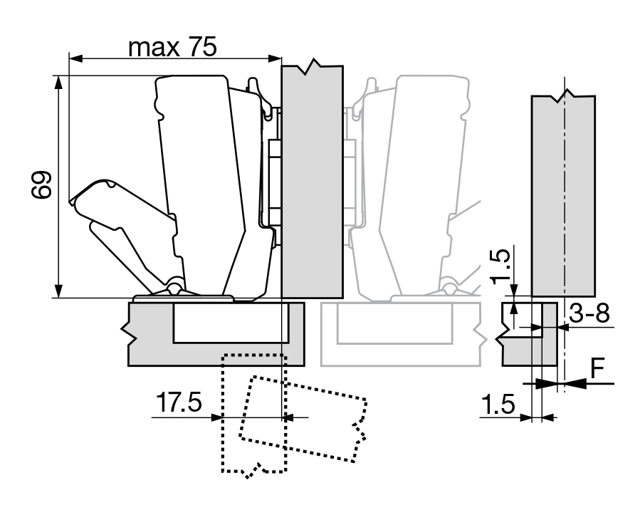 170°-Scharnier CLIP top