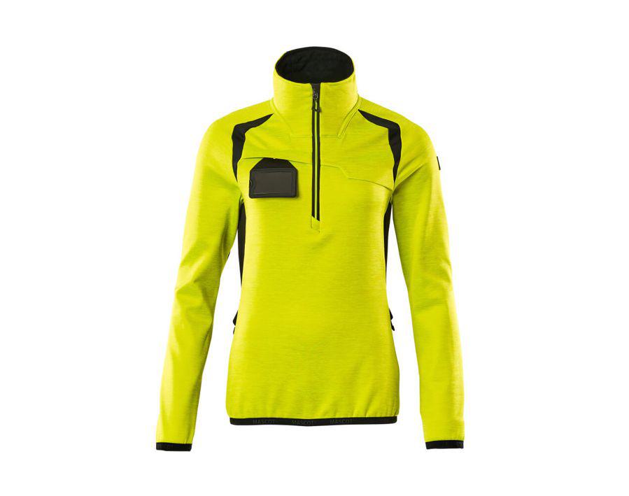 Fleecepullover mit kurzem Reißverschluss ACCELERATE SAFE hi-vis gelb/schwarz
