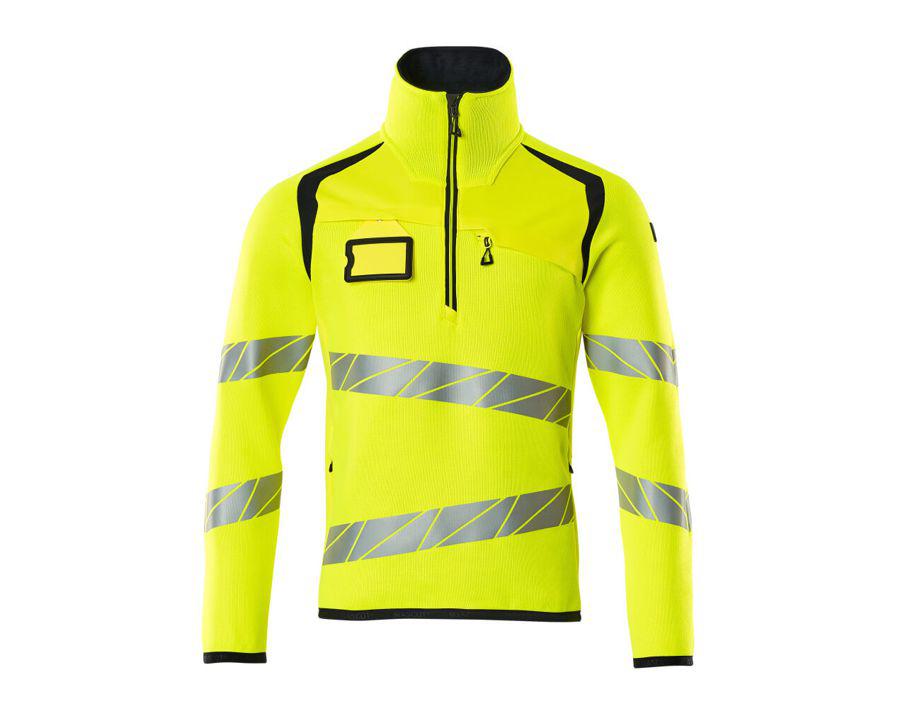 Strickpullover mit kurzem Reißverschluss ACCELERATE SAFE hi-vis gelb/schwarzblau