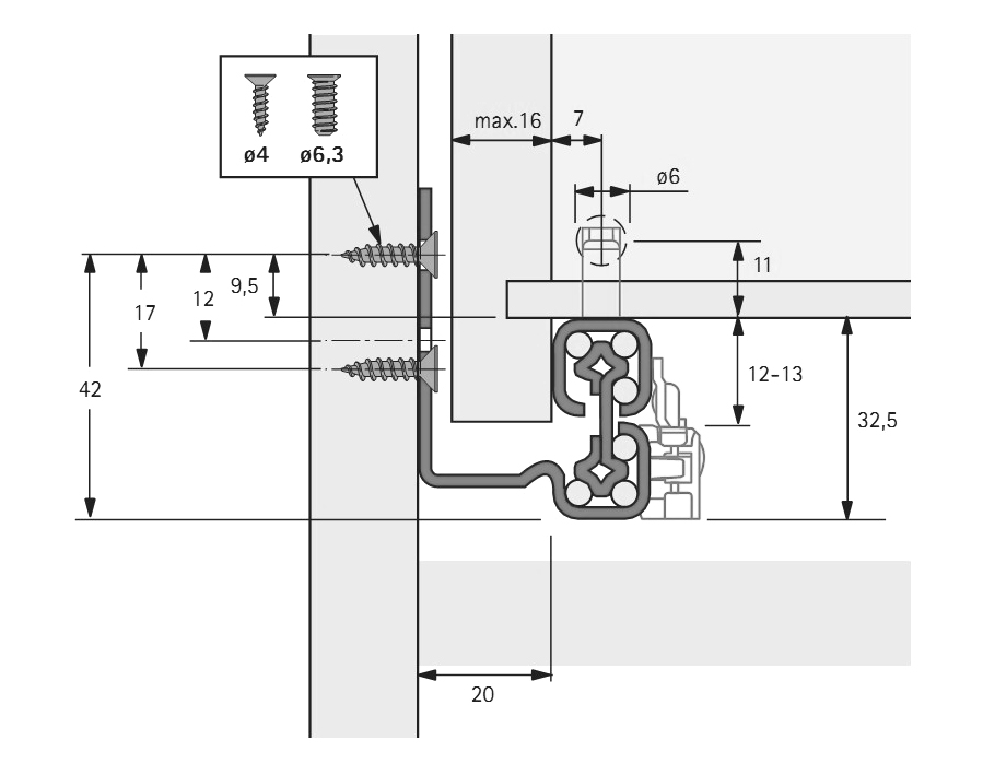 Vollauszug für Holzschubkästen Quadro V6+ mit Silent System
