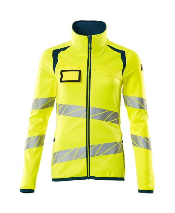 Fleecepullover mit Reißverschluss ACCELERATE SAFE hi-vis gelb/dunkelpetroleum
