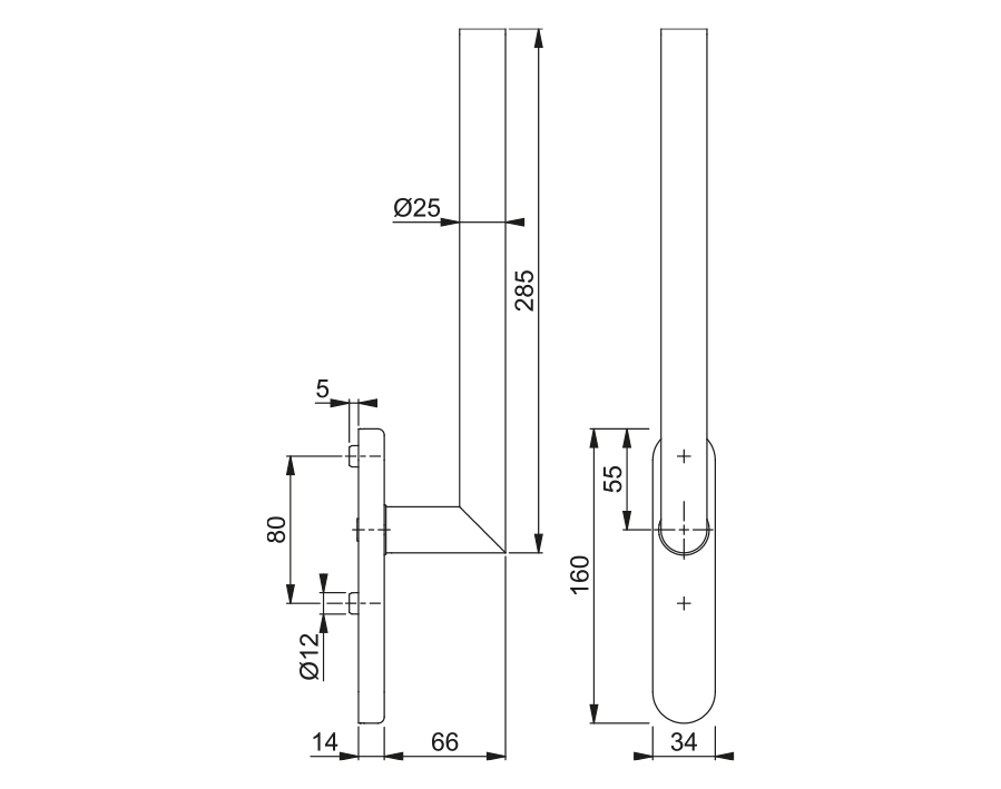 Maniglione singolo (lato interno) per alzante scorrevole serie Amsterdam HS-E0400F-25/431N-AS