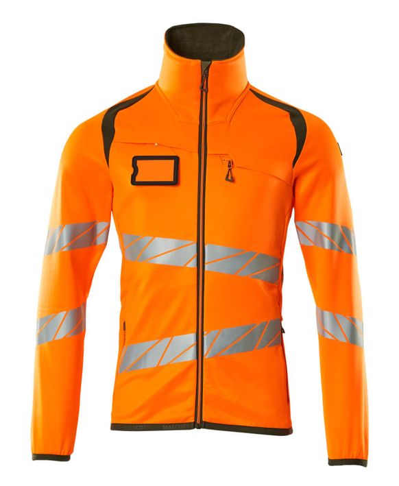 Fleecepullover mit Reißverschluss ACCELERATE SAFE hi-vis orange/moosgrün