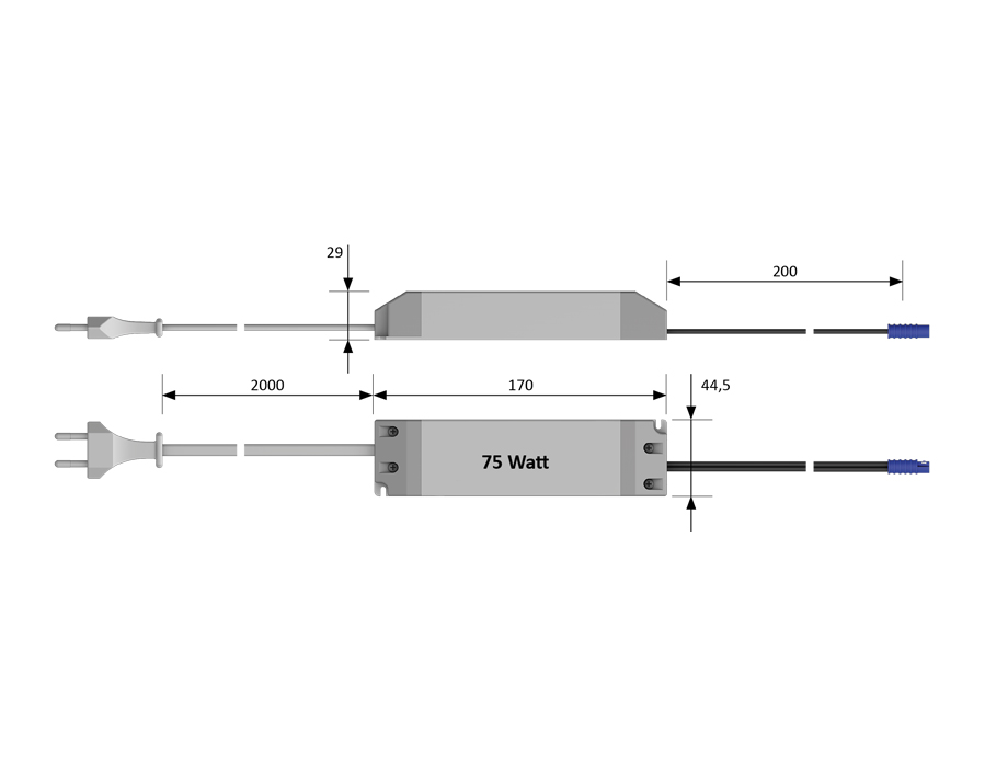 LED-Vorschlatgerät mit Euroflachstecker 75 W