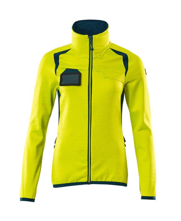 Fleecepullover mit Reißverschluss ACCELERATE SAFE hi-vis gelb/dunkelpetroleum