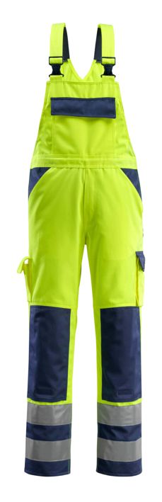 Latzhose mit Knietaschen SAFE COMPETE hi-vis gelb/marine