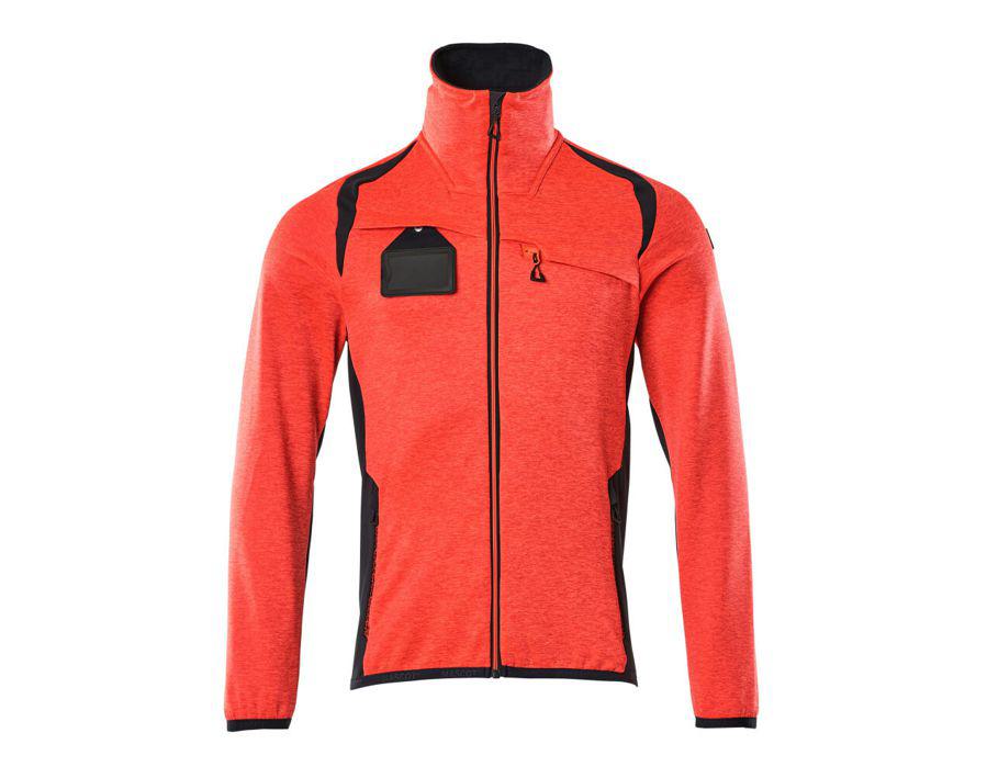 Fleecepullover mit Reißverschluss ACCELERATE SAFE Hi-vis rot/schwarzblau