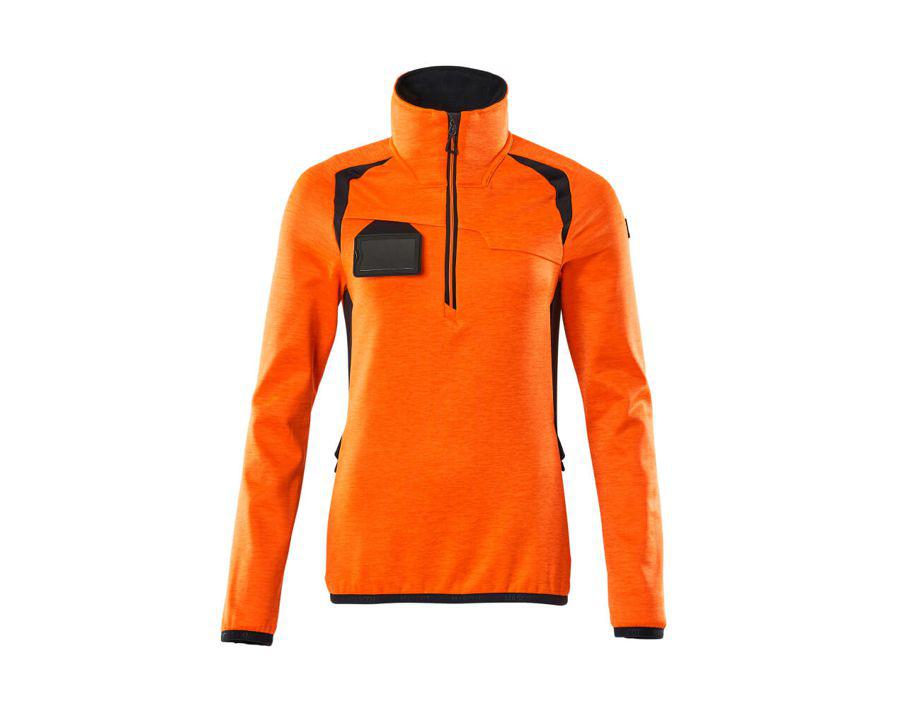 Fleecepullover mit kurzem Reißverschluss ACCELERATE SAFE hi-vis orange/schwarzblau