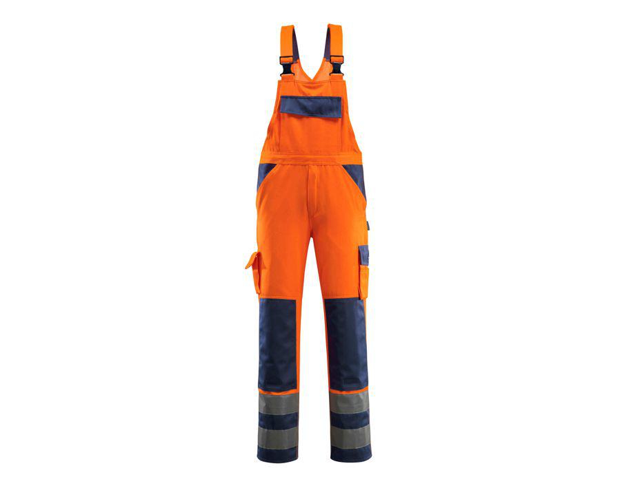 Latzhose mit Knietaschen SAFE COMPETE hi-vis orange/marine