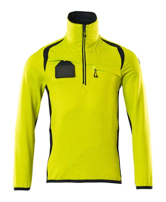 Fleecepullover mit kurzem Reißverschluss ACCELERATE SAFE hi-vis gelb/schwarzblau