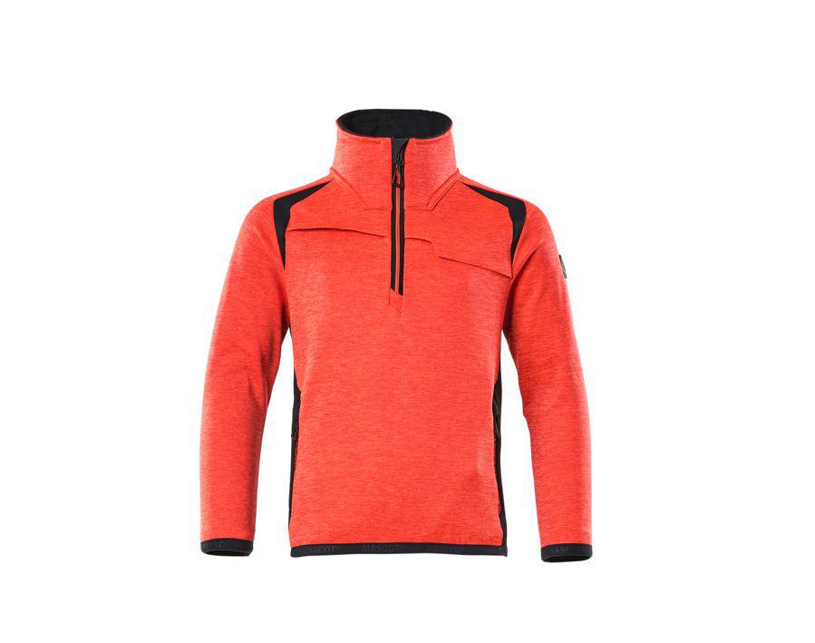 Fleecepullover für Kinder ACCELERATE SAFE Hi-vis rot/schwarzblau