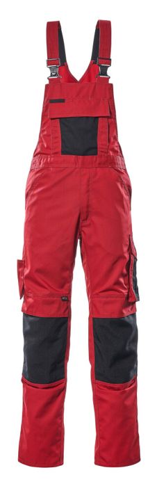 Latzhose mit Knietaschen UNIQUE rot/schwarz