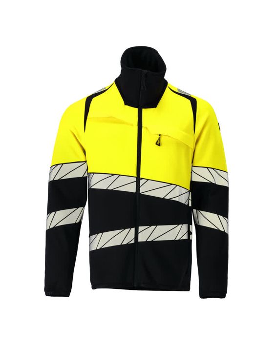 Fleecepullover mit Reißverschluss ACCELERATE SAFE schwarzblau/hi-vis gelb