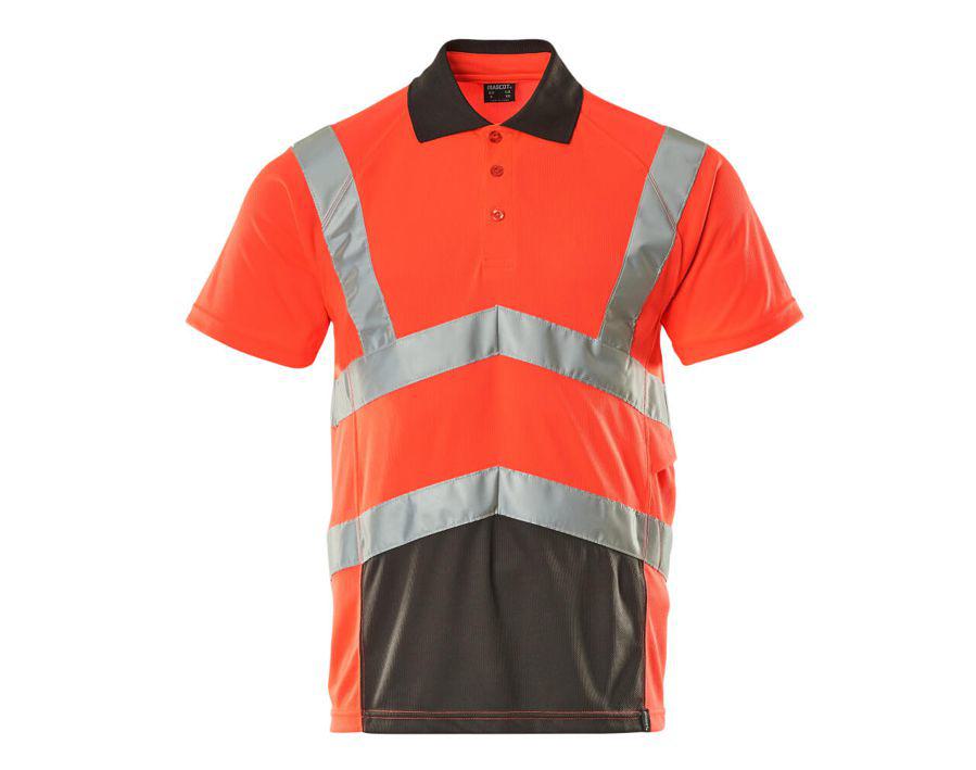 Polo-Shirt SAFE YOUNG hi-vis rot/dunkelanthrazit