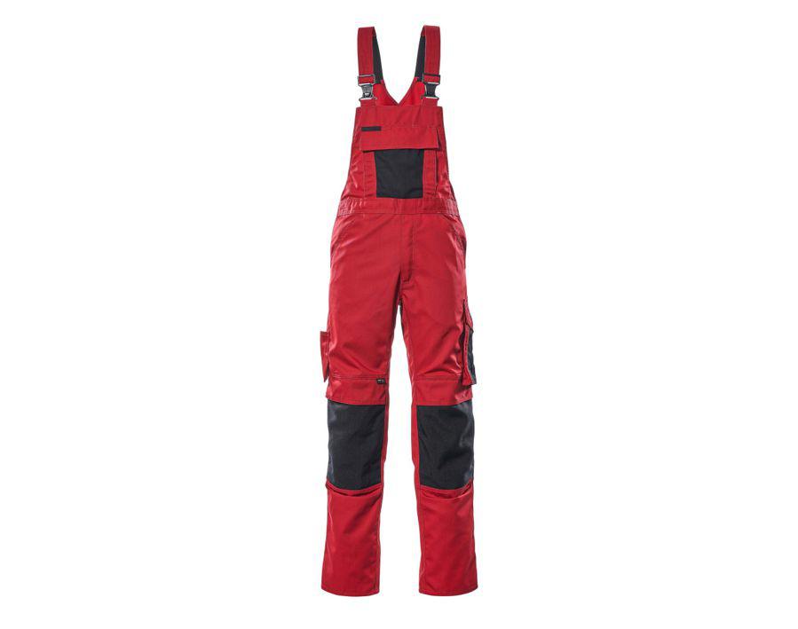 Latzhose mit Knietaschen UNIQUE rot/schwarz