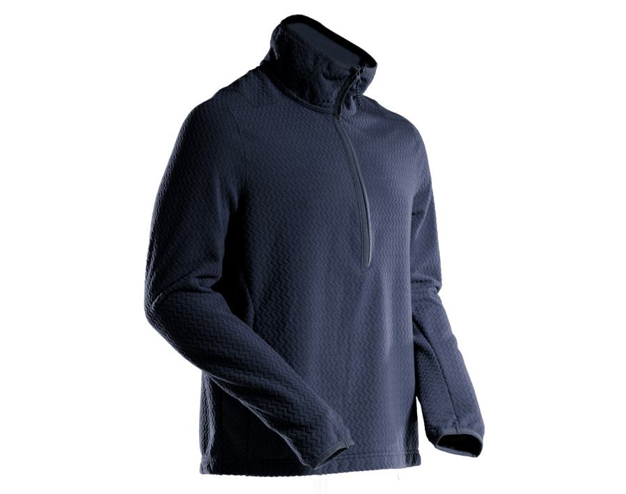 Microfleece Pullover mit kurzem Reißverschluss CUSTOMIZED schwarzblau