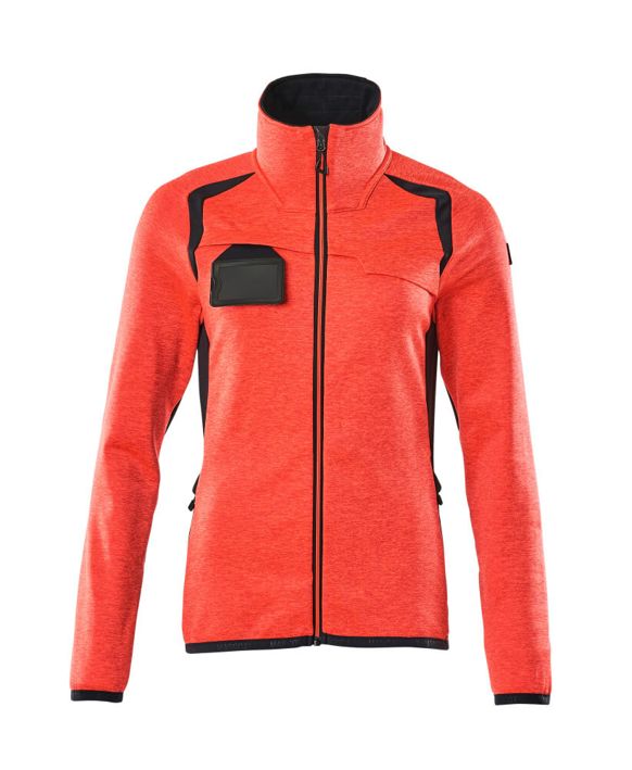 Fleecepullover mit Reißverschluss ACCELERATE SAFE Hi-vis rot/schwarzblau