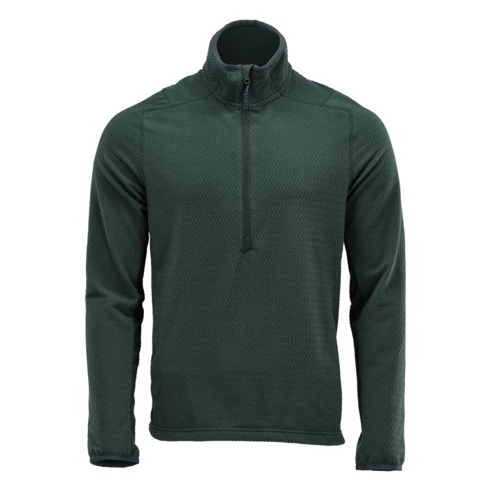 Microfleece Pullover mit kurzem Reißverschluss CUSTOMIZED waldgrün