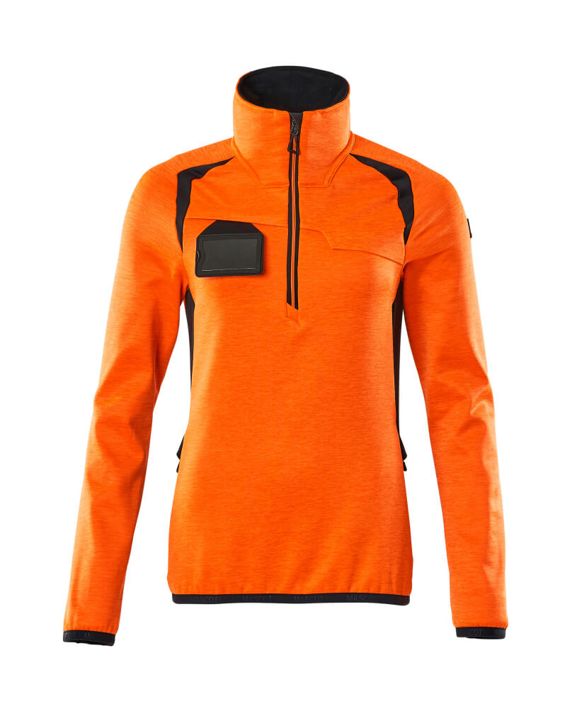 Fleecepullover mit kurzem Reißverschluss ACCELERATE SAFE hi-vis orange/schwarzblau
