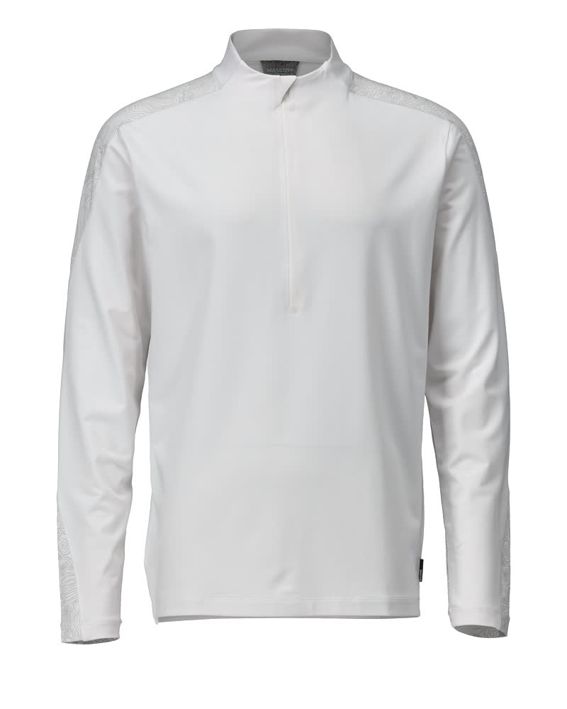 T-Shirt, Langarm, mit kurzem Reißverschluss CUSTOMIZED weiss