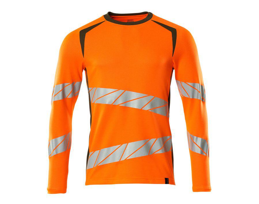 T-Shirt, Langarm ACCELERATE SAFE hi-vis orange/moosgrün