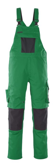 Latzhose mit Knietaschen UNIQUE grün/schwarz