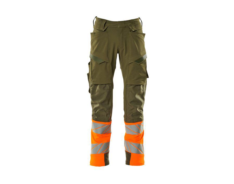 Hose mit Knietaschen ACCELERATE SAFE moosgrün/orange