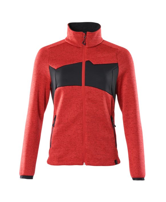 Strickpullover mit Reißverschluss ACCELERATE verkehrsrot/schwarz
