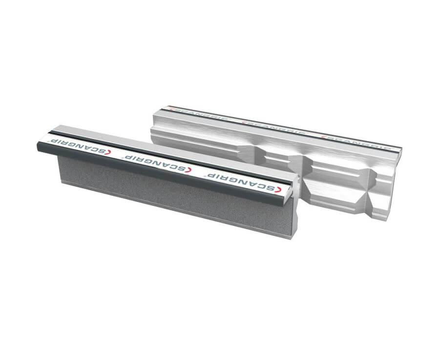 Magnet-Schraubstock-Schonbacken aus Aluminiumprofil, 3 unterschiedlich großen Prismen