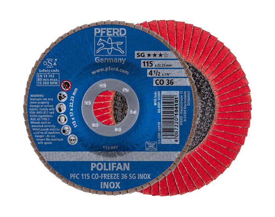 POLIFAN-Fächerschleifscheibe, Keramikkorn CO-FREEZE, gewölbt