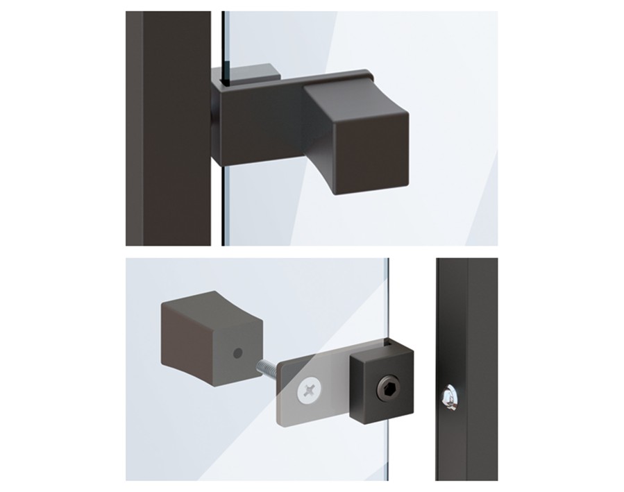 Cadro Vitrine Glastür-Adapter für Knöpfe schwarz matt