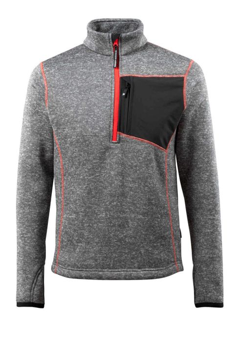 Strickpullover mit kurzem Reißverschluss HARDWEAR grau-meliert