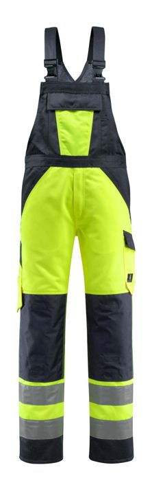 Latzhose mit Knietaschen SAFE LIGHT hi-vis gelb/schwarzblau