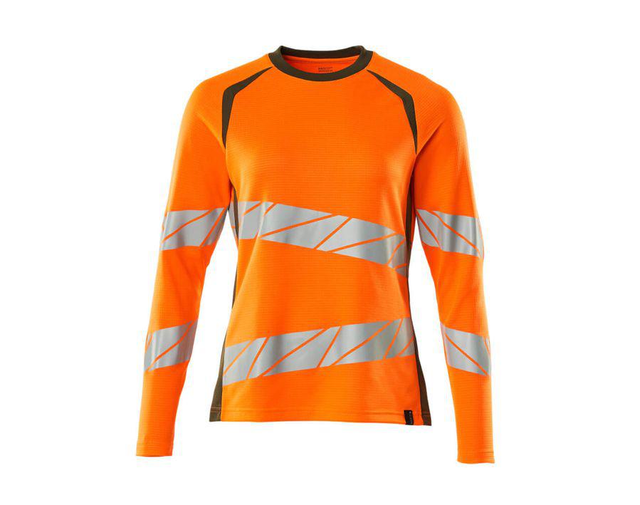 T-Shirt, Langarm ACCELERATE SAFE hi-vis orange/moosgrün