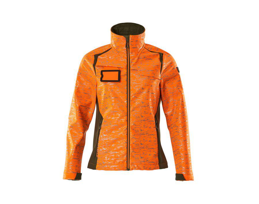 Soft Shell Jacke ACCELERATE SAFE hi-vis orange/moosgrün