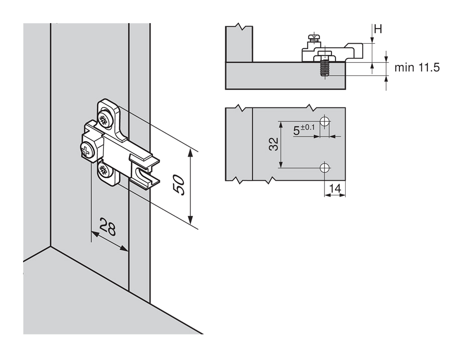 Kreuzmontageplatte für Stollenkonstruktion MODUL