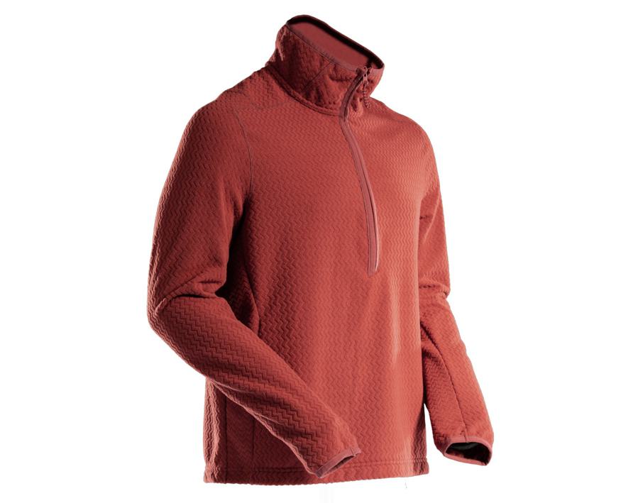 Microfleece Pullover mit kurzem Reißverschluss CUSTOMIZED Herbstrot