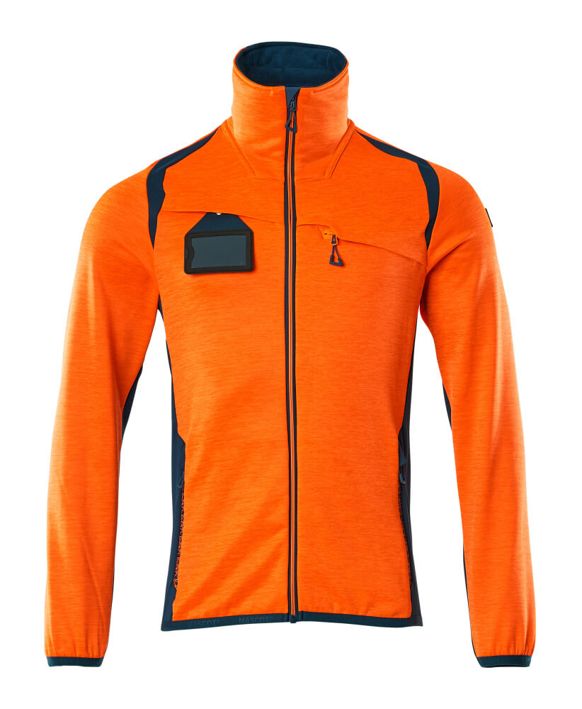 Fleecepullover mit Reißverschluss ACCELERATE SAFE hi-vis orange/dunkelpetroleum