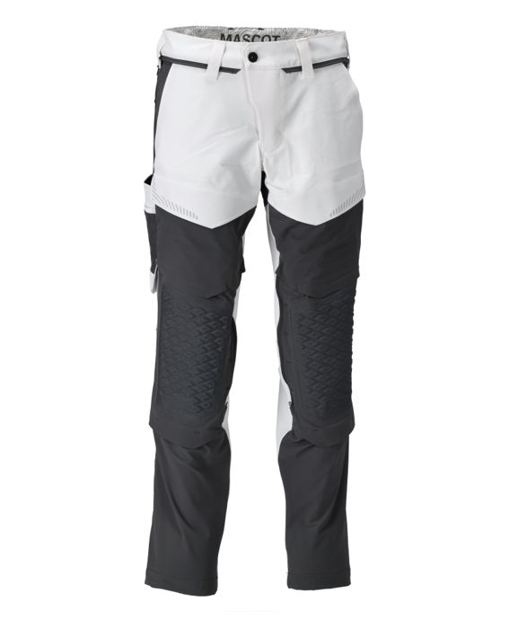 Hose mit Knietaschen CUSTOMIZED weiss/Anthrazitgrau