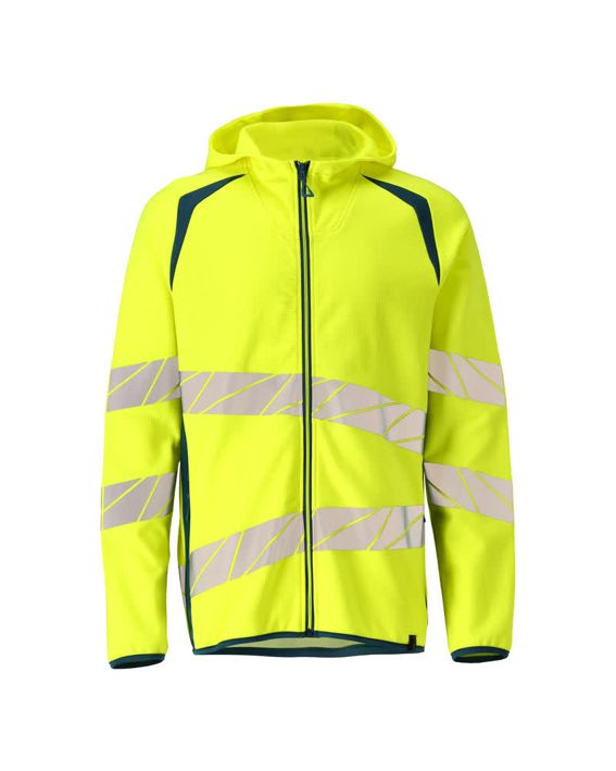 Kapuzensweatshirt mit Reißverschluss ACCELERATE SAFE hi-vis gelb/dunkelpetroleum