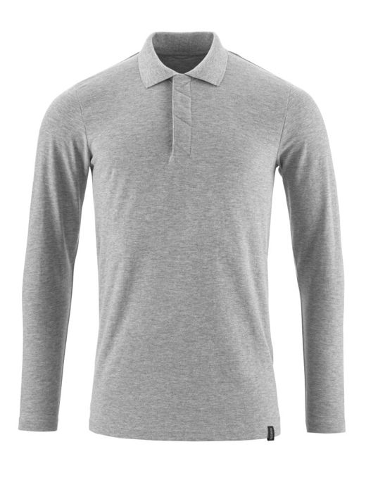 Polo-Shirt, Langarm CROSSOVER grau-meliert
