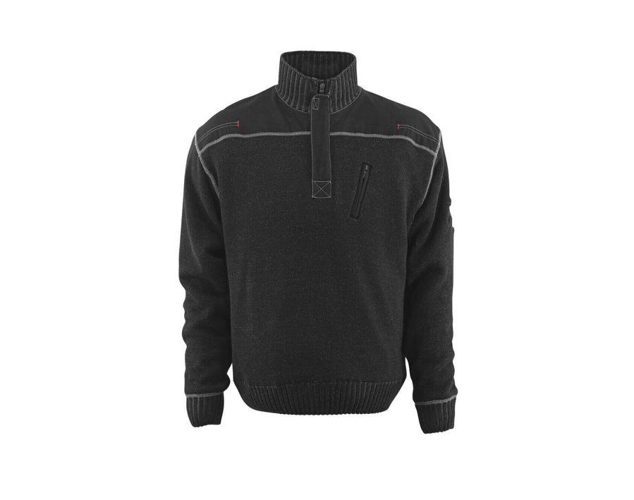 Strickpullover mit kurzem Reißverschluss FRONTLINE schwarz