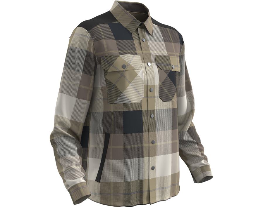 Hemd aus Flanell mit Faserpelz Futter CUSTOMIZED Dunkel Sandbeige-kariert