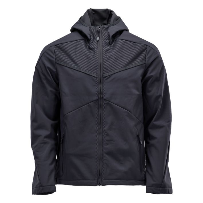 Soft Shell Jacke mit Kapuze CUSTOMIZED schwarzblau