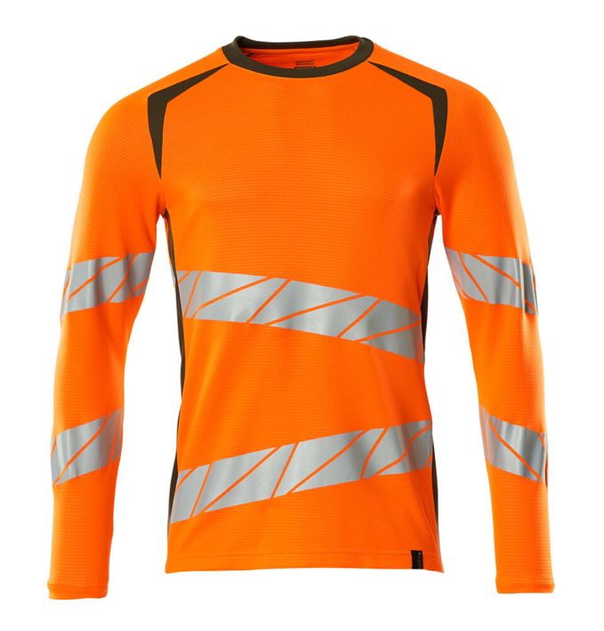 T-Shirt, Langarm ACCELERATE SAFE hi-vis orange/moosgrün