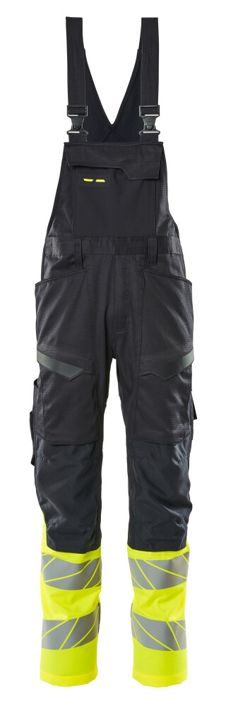 Latzhose mit Knietaschen ACCELERATE SAFE schwarzblau/hi-vis gelb