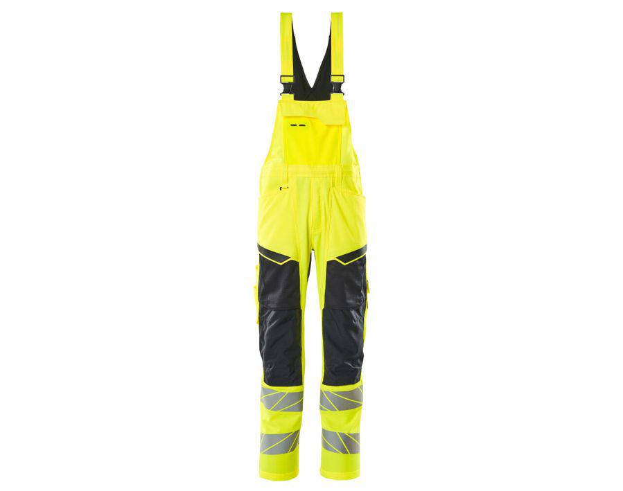 Latzhose mit Knietaschen ACCELERATE SAFE hi-vis gelb/schwarzblau