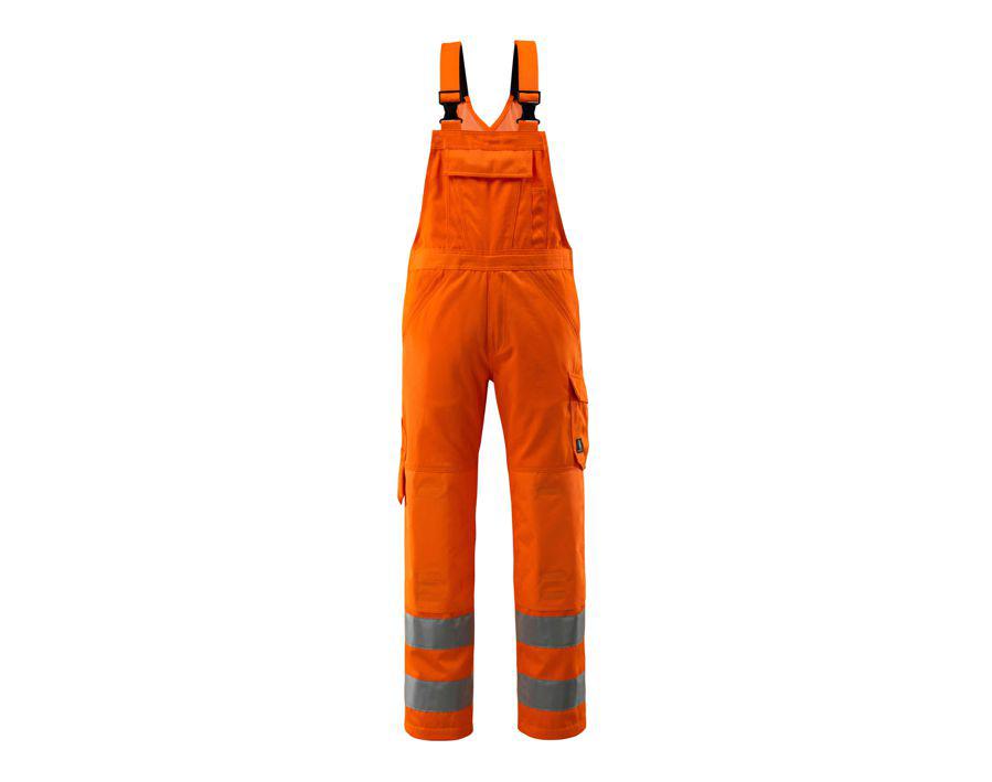 Latzhose mit Knietaschen SAFE LIGHT hi-vis orange